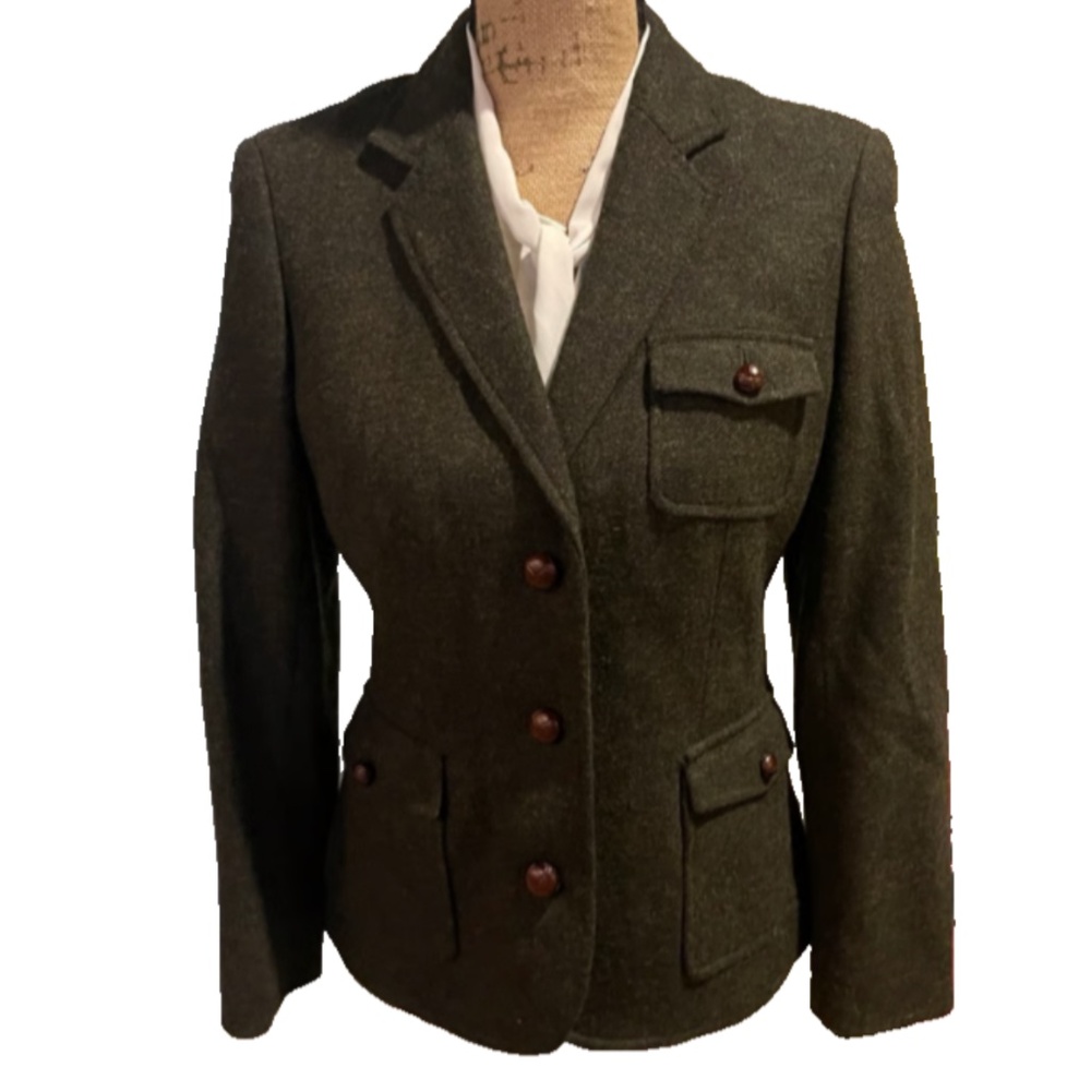 100% Wool Brooks Brother Tweed Blazer Jacket Sz 6